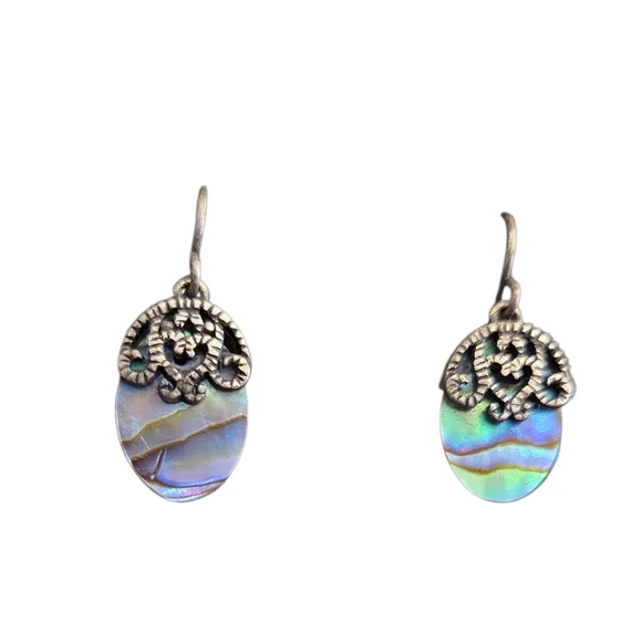 Elegant Silver and Blue Abalone Jewelry Set - Picture 2 of 5